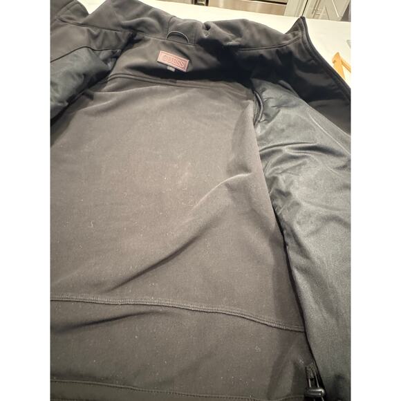 Guess Men's Soft Shell Hooded Jacket Size S Black Full Zip Long Sleeve Pocket - Picture 10 of 10